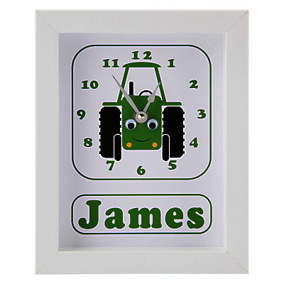 Stripey Cats Personalised Trevor Tractor Framed Clock, 23 x 18cm